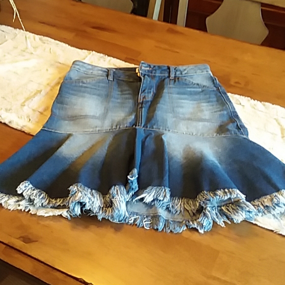 William Rast Dresses & Skirts - WILLIAMRAST frayed denim flared skirt, NWOT